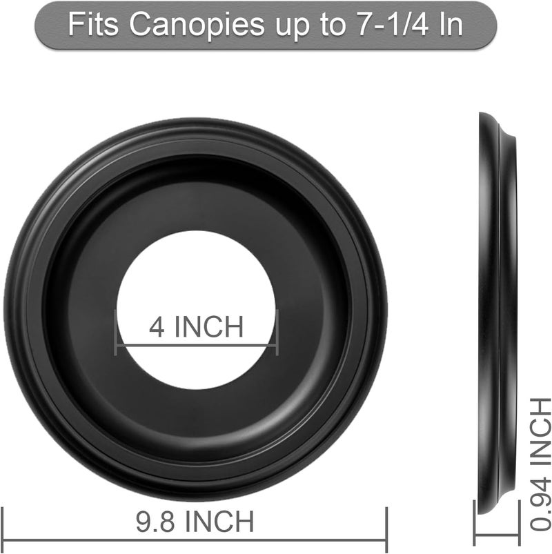 ELFCAB 2 Pack Black Molded Nylon Ceiling Medallion for Light Fixtures and Ceiling Fans 10"OD x 4"ID x 1"P (Fits Canopies up to7-1/4") - Image 2